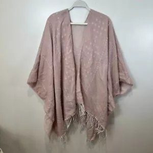 Gentle Fawn Blush Pink Polka Dot Fringe Kimono Wrap Shawl Cardigan Cover Up XS/S - Picture 1 of 4