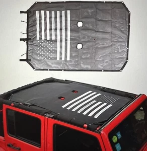 Sukemichi Polyester Mesh Sun Shade Top Cover Jeep 4 Doors 2007-2017 USA Flag - Picture 1 of 5