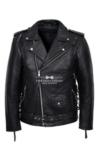 Men's Black DISTRESSED Live To Ride Motorcycle EMBOSSED EAGLE Leather Jacket - Picture 1 of 8