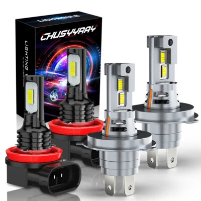 适用于马自达 MPV 2004 2005 2006 4X LED 车头灯高/低光束雾灯泡套件 6000K — 第 1/4 张图片