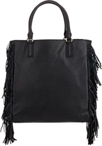 Barneys NY Christine Black Leather Logo Handbag Tassel attached purse $555 - Picture 1 of 7