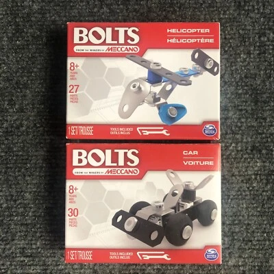 2 NEW Spin Master BOLTS & ERECTOR Toy Models MECCANO Car & Helicopter Tools Incl - Image 1 of 4