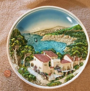 PLACA DE VILLA MEDITERRÁNEA ESPAÑOLA DE COLECCIÓN MAYÓLICA 3d Estudio Cerámica Arte - Imagen 1 de 8
