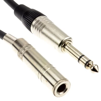 3m 6.35mm Extension Cable TRS 6.35mm Stereo Jack Plug to Socket Headphone Lead - Image 1 of 2