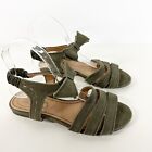 See by CHLOÉ Canvas Sandal Olive Green Ankle Bow Sandals Size 37 US 7