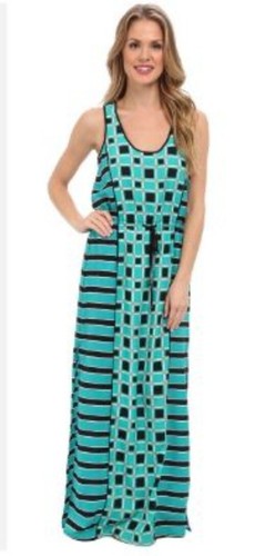 Maxi abito donna Michael Kors stampa geometrica spacco laterale coulisse vita 3X