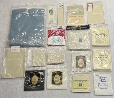 Large Mixed Lot of Cross Stitch Fabric Various Sizes, Colors & Count Tablecloth - Image 1 of 4