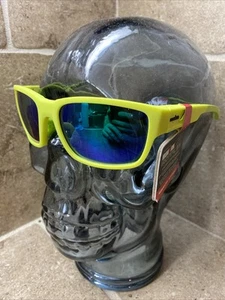 Occhiali da sole Ironman Wrap verde fluo blu specchio 100% gommati UVA/UVB - Foto 1 di 7