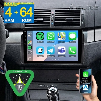 Autoradio Für BMW E46 3er 318 320 325 M3 Carplay Android 15 GPS Navi 4+64G DSP - Bild 1 von 4