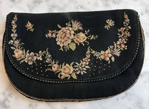 Vintage Petit Point Blumen Gobelin Clutch Handtasche, selten lustige Mode Geschenke für sie - Bild 1 von 7