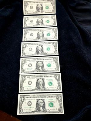 $1 2003 STAR NOTE SET ( 7 DISTRICT ) NO CLEVELAND--- GEM UNCIRCULATED. #9 - Image 1 of 4