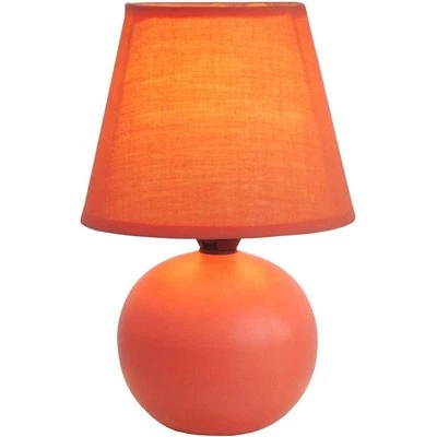 Lámpara de mesa globo de cerámica de diseño simple en naranja con pantalla naranja Foto 1 de 4