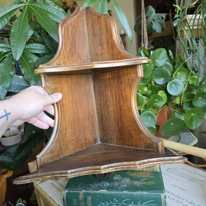 Vintage Wooden Corner Shelves Unit Rustic Old World Kitchen Farmhouse Cottage - Picture 1 of 14