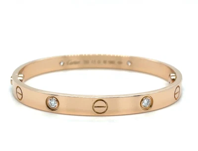 Cartier 18k розовое золото 4 бриллианта любовь браслет размер 17 - Изображение 1 из 4
