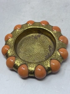 Vintage Original 30er Jahre Art Deco FISCHER Schmuck Tablett orange/koralle Vitro Achat Marmor - Bild 1 von 7