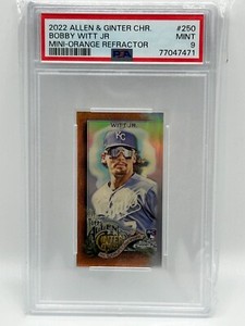 BOBBY WITT JR 2022 TOPPS ALLEN & GINTER CHROME MINI ORANGE REF 3/25 PSA 9 250 JC