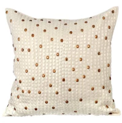 Pillow Cover Ivory 16"x16", Room Decor Silk Abstract Modern - White Tara - Image 1 of 2