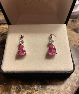 kay jewelers pink sapphire earrings 10k white Gold - Image 1 of 4