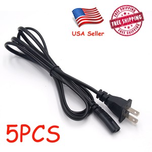 Lot 5 US 2 Prong 2Pin AC Power Cord Cable Charge Adapter PC Laptop PS2 PS3 Slim