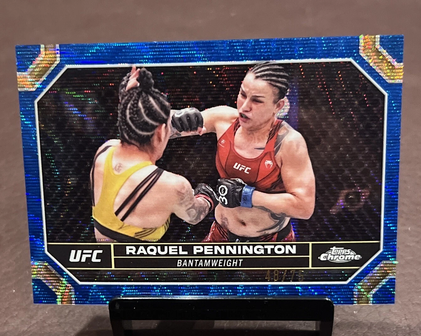 2024 Topps Chrome UFC - RAQUEL PENNINGTON *Blue Wave Refractor SP!* #48/75 🔥🔥