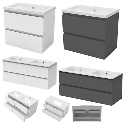 Badmöbel Set Waschtisch mit Unterschrank Waschbecken 50/60/80/100/120cm - Bild 1 von 4