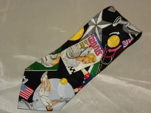  Vintage 1991 Nicole Miller Davis Cup Tennis 100% Silk Tie 58"x 4" - Picture 1 of 6