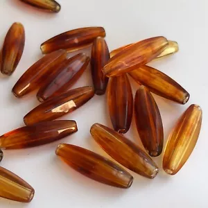 20 cuentas de resina acrílica 21x7 mm ámbar naranja cuentas de joyería ovaladas largas de color ámbar - Imagen 1 de 10