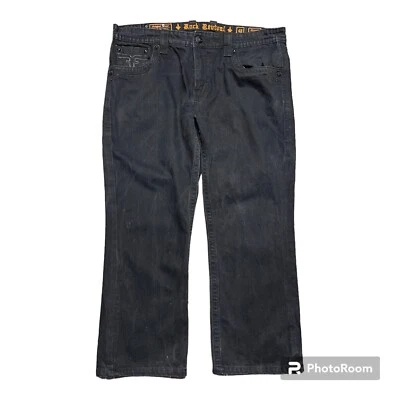 Rock Revival Steven Straight Leg Denim Faded Black Jeans Men Size 40x29 EUC - Image 1 of 4