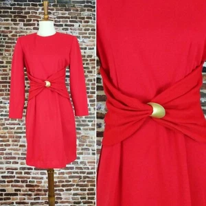 Vintage 80er Jahre Mantelkleid rot Größe Small 3 4 Schulterpolster langarm Winter - Bild 1 von 6