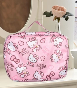 Hello Kitty Pink AOP Cosmetic Organizer Pink Bow Large Toiletry Travel Soft Case - Picture 1 of 17