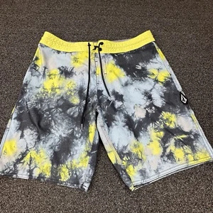 Volcom Shorts Mens Size 34 Saturate Stoney Yellow Grey Trunks Boardshorts - Picture 1 of 12