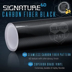 6D Gloss Black Carbon Fiber Vinyl Wrap Air Bubble Free - 60" x 96" In 5FT x 8FT - Picture 1 of 8