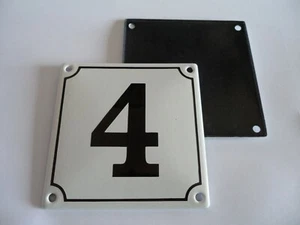 Old German White Enamel Porcelain Metal House Door Number Street Sign / Plate 4 - Picture 1 of 1