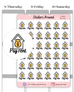 Pay Rent Icon Planner Sticker, Rent Sticker, Calendar & Journal Sticker - Picture 1 of 2