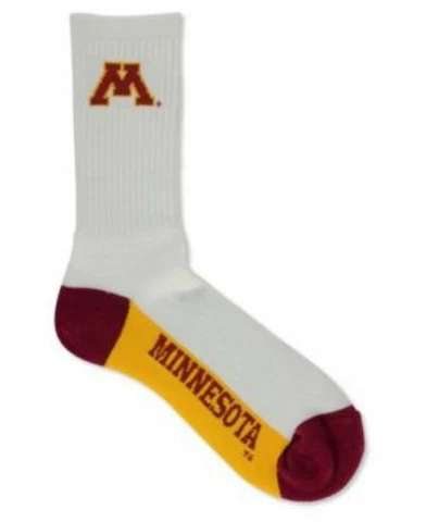 Minnesota Golden Gophers NCAA For Bare Feet Crew White Socks Cover