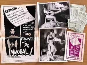 TOO YOUNG TOO IMMORAL (1962) Pressbook, Ad Mats, Stills SEXPLOITATION - Picture 1 of 5