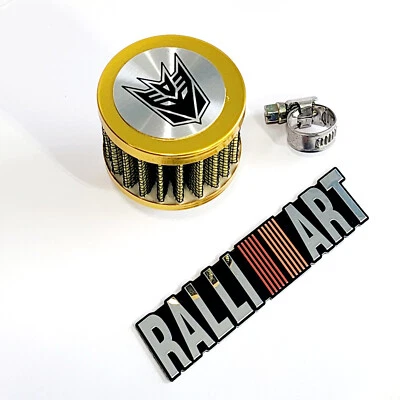 MINI FILTRO RESPIRADOR ACEITE AIRE DORADO 12MM MITSUBISHI ECLIPSE EVO 300GT DECEPTICON Foto 1 de 4