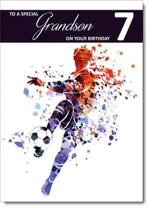 Doodlecards Grandson 7th Birthday Card Age 7 Football - Picture 1 of 4