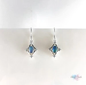 Orecchini australiani pendenti a goccia opale 7x5 mm argento sterling forma d... - Foto 1 di 11