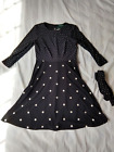 Lauren RL Women?s Long Sleeve Dress Black With White Dots With Belt Size 2P. NWT