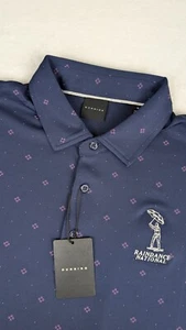 Dunning Golf Polo Mens Medium Blue Purple Geometric Maxfli Coolmax w/Logo NWT - Picture 1 of 11