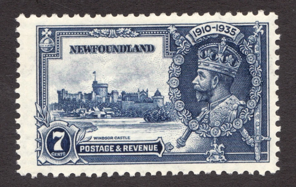 1935 Newfoundland Sc# 228 - 7¢, KGV Silver Jubilee, Castle. MH postage stamp. - Image 1 of 1