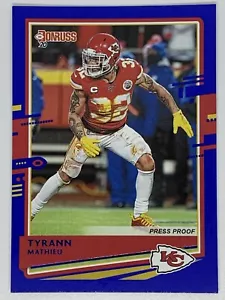 2020 Donruss Blue Press Proof Tyrann Mathieu Kansas City Chiefs #4 MINT - Picture 1 of 2