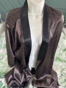 Mark and Spencer Leopard Print Satin Long Dressing Gown Size 10 - Picture 1 of 12