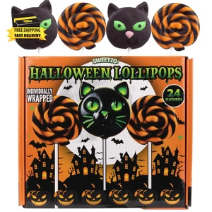 Lecca lecca-lecca di Halloween, vortice di caramelle e ventose per gatti avvolti singolarmente, trucco o - Foto 1 di 8