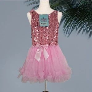 Pink Sparkly Sequin Dress Tulle Skirt Dress Tutu dress birthday party dress 2/3T - Picture 1 of 5