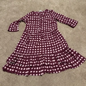Boden Starburst Shift Dress 3/4 Sleeve 2R Burgundy Button Front Ruffle Design - Picture 1 of 8