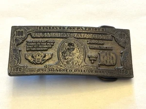 Lewis Buckle Co 1974 $100 Bill Belt Buckle - FREE SHIPPING - Picture 1 of 4