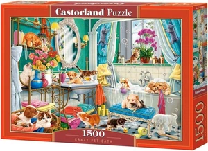 NEW Castorland Jigsaw Puzzle 1500 Pieces Crazy Pet Bath - Picture 1 of 2