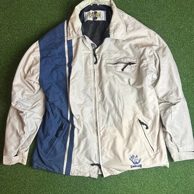 Vintage Crunch Jacket Mens XL Beige/Blue Full Zip Windbreaker 90s Streetwear 144 - Изображение 1 из 4